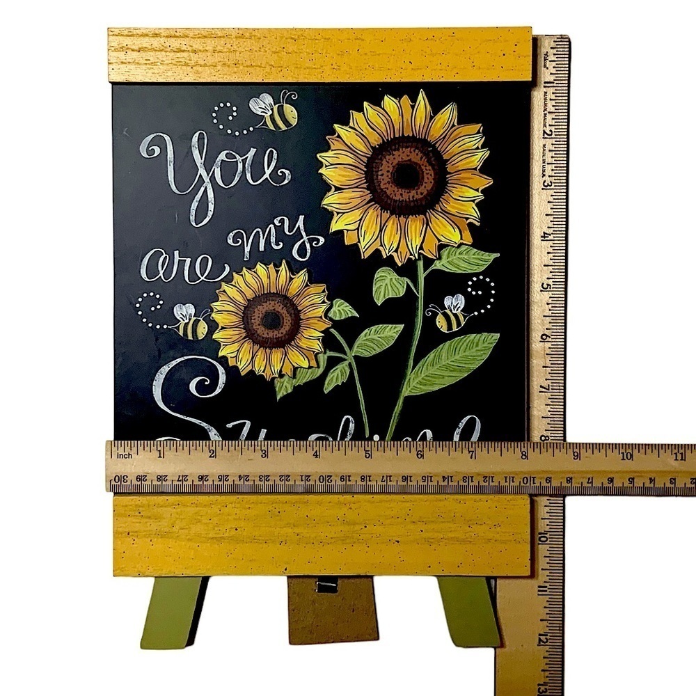 Sunflowers Bees Table Decor by Backyard Freestanding Wood Easel Picture Placque - Picture 9 of 15